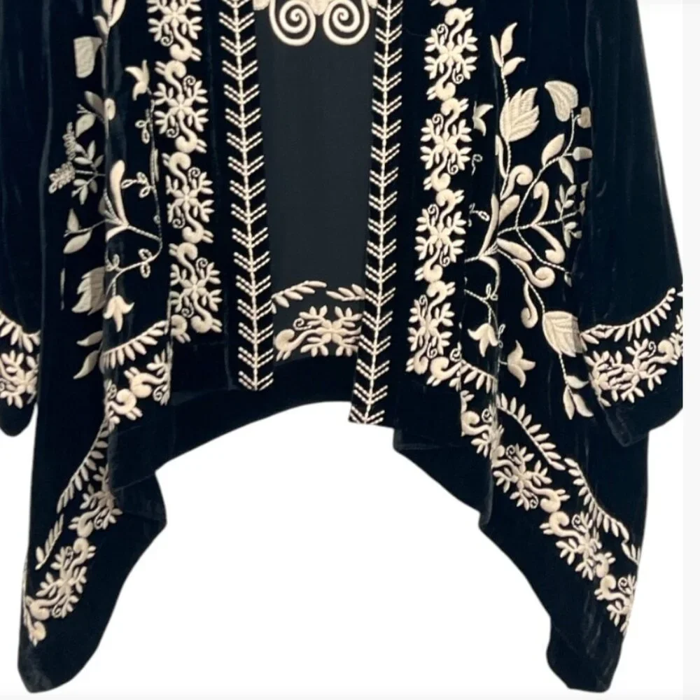 Sundance Left Bank Embroidered Velvet Cardigan Long Sleeve Black Size Small NWOT - Picture 7 of 14